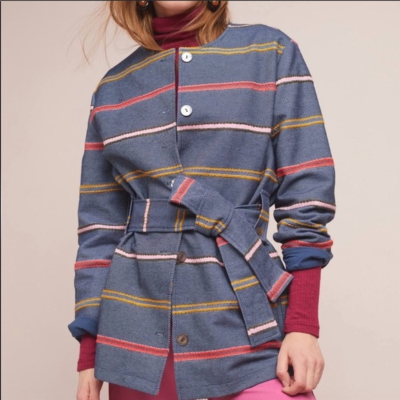 NEW ANTHROPOLOGIE Dolan Piccadilly Belted Tweed Multicolor Striped Wrap Tie Belt - Picture 12 of 13